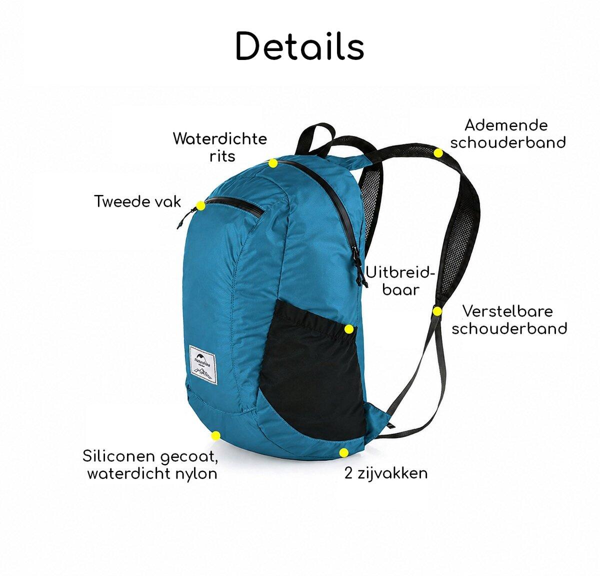 Yunyan ultralichte opvouwbare rugzak 18L blauw 6/7