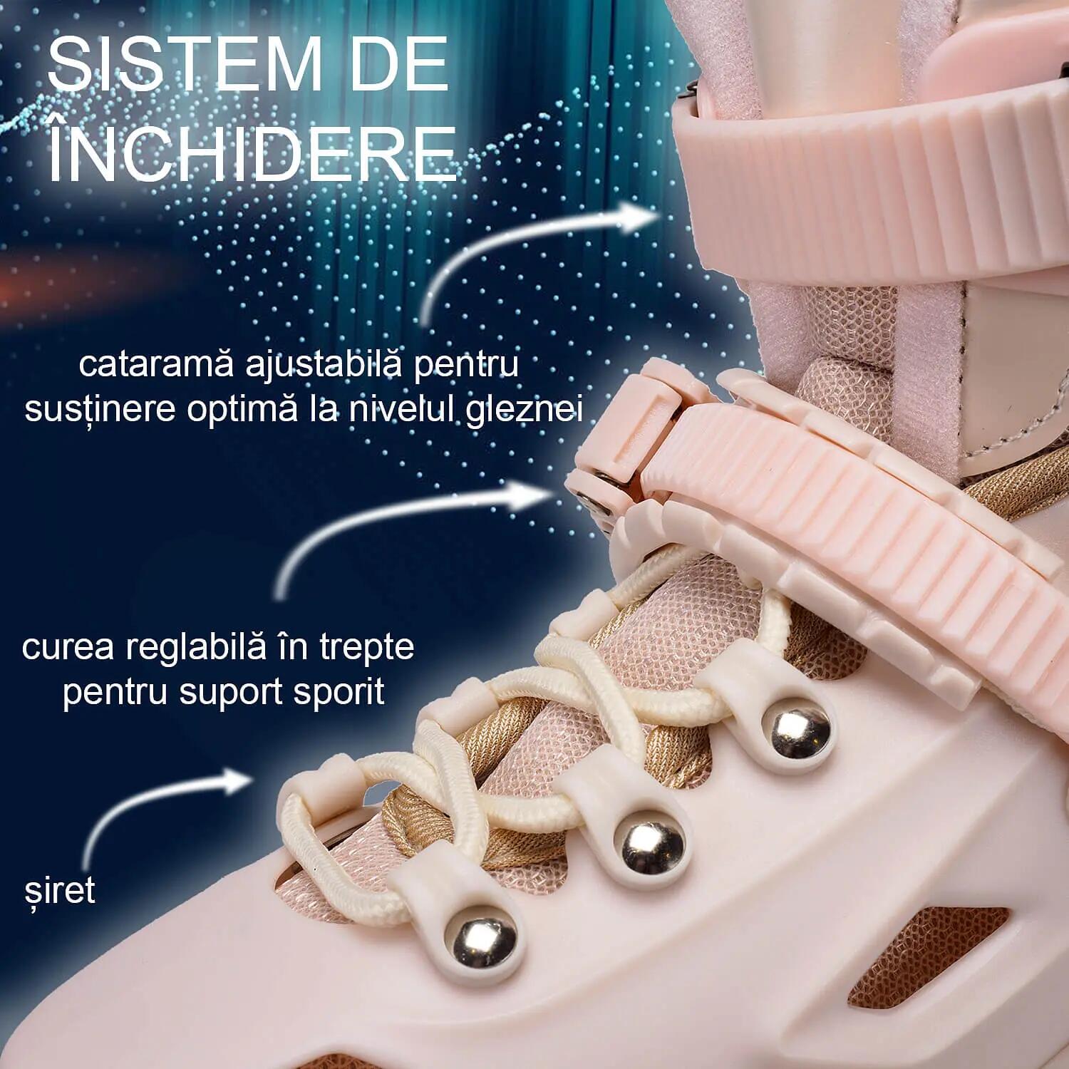 Role reglabile Pastel Tan, roti luminoase silicon, sina aluminiu, S (28-31) 4/4