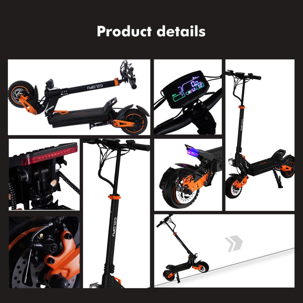 Patinete eléctrico GELEIPU Z1 PRO 2400W 52V20AH 10" Negro 5/5
