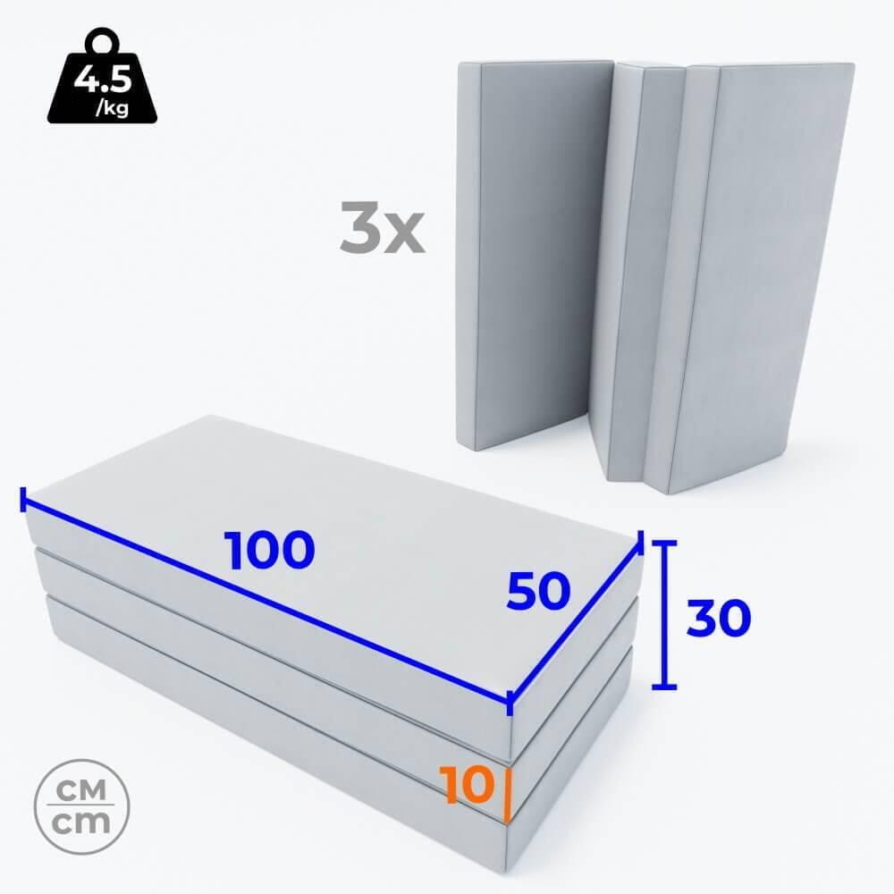 Matelas Comet 150x100x10 trois pièces gris 4/4