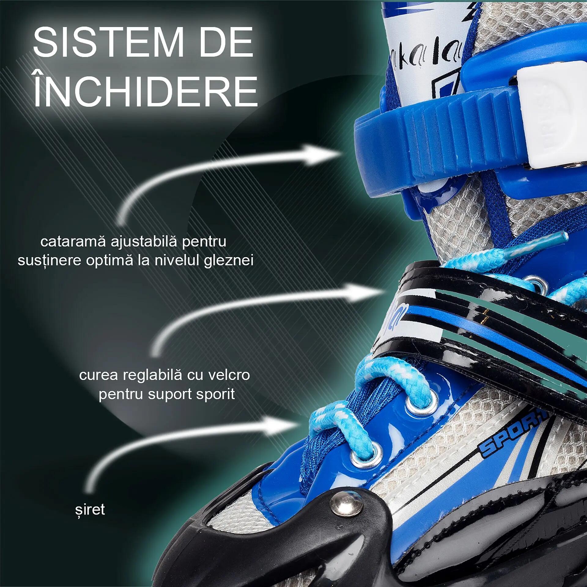 Role reglabile Ciel, roti luminoase silicon, sina aluminiu,  M (35-38), albastru 4/5