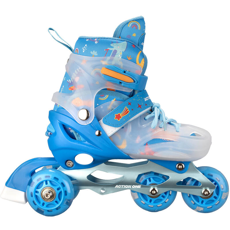 Role reglabile Blue Dinosaur, roti luminoase silicon,sina aluminiu,M(33-37),blue