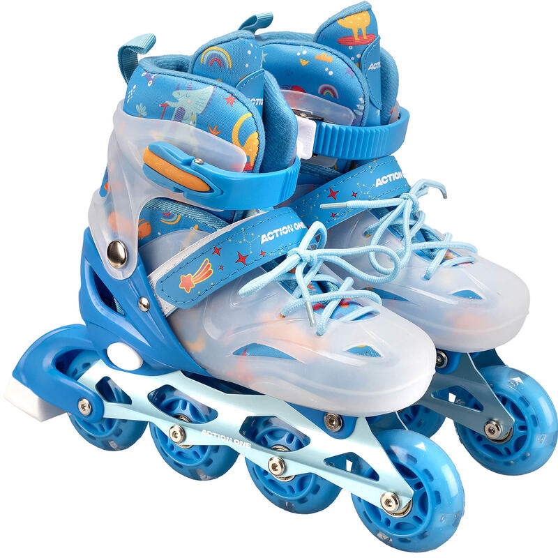 Role reglabile Blue Dinosaur, roti luminoase silicon,sina aluminiu,M(34-37),blue
