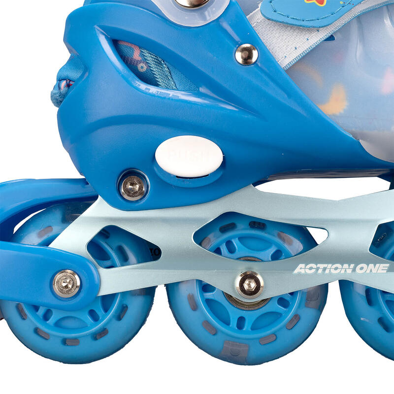 Role reglabile Blue Dinosaur, roti luminoase silicon,sina aluminiu,M(34-37),blue