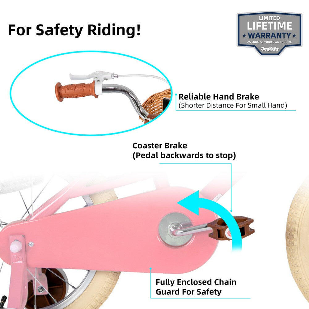 Mädchen Fahrrad Kinderfahrrad 18" Stützräder+Korb, passend für Mädchen 5-8 Jahre 3/6