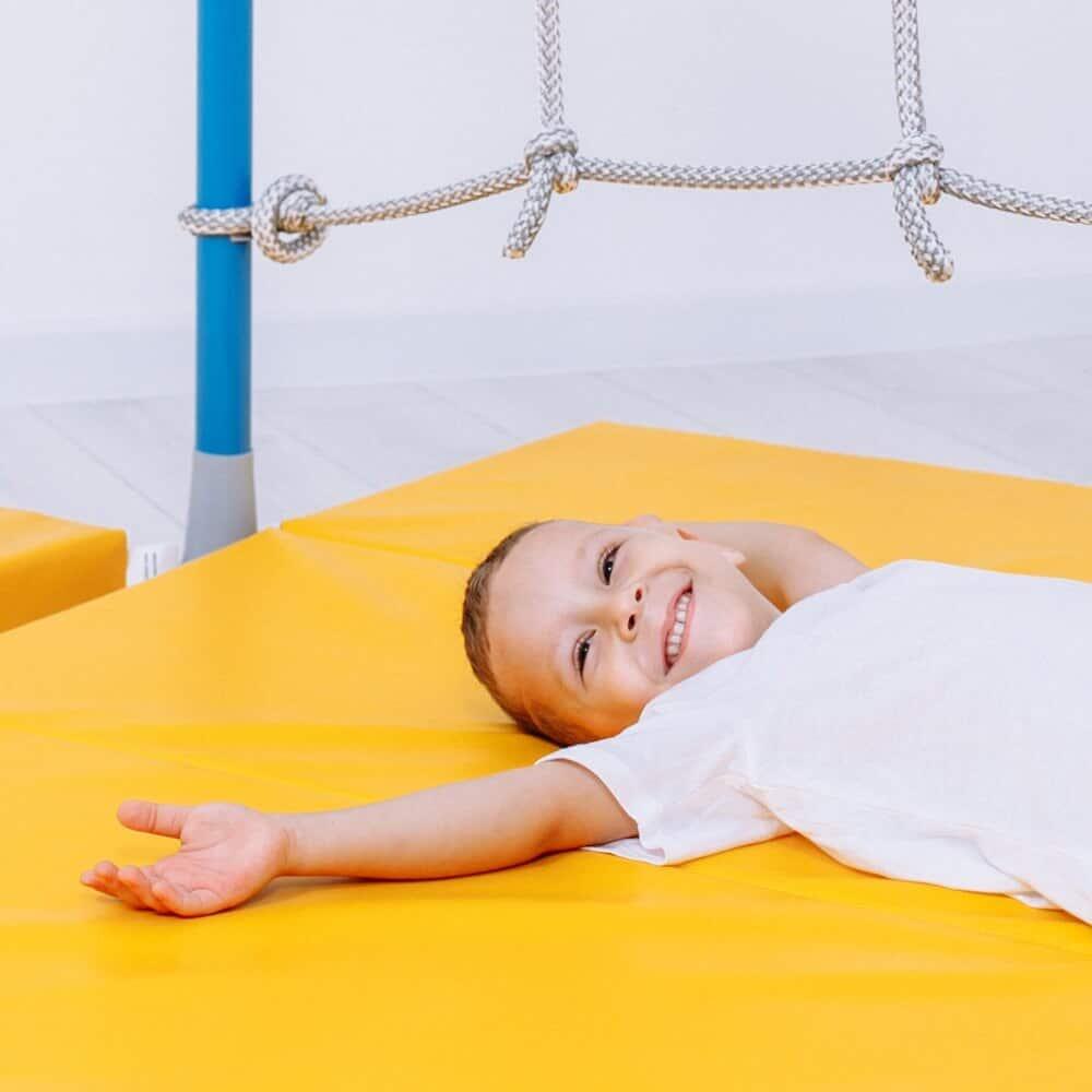 Matelas de gymnastique Comet 150x100x10 trois pièces orange et jaune 3/5