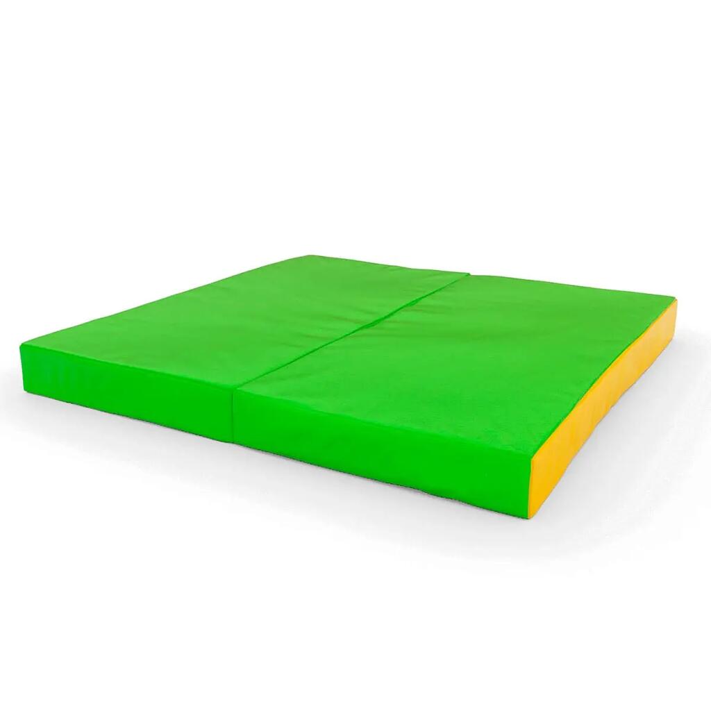 gymnastický matrac 100x100x10 dvojdielny svetlozeleno-žltý