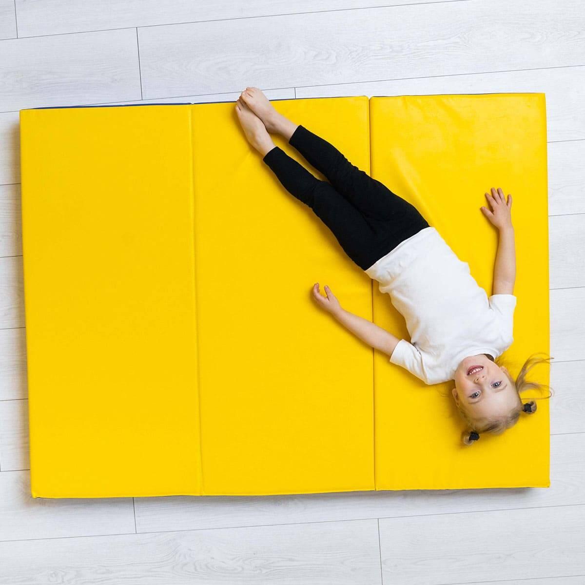 Matelas de gymnastique Comet 150x100x10 trois pièces orange et jaune 5/5
