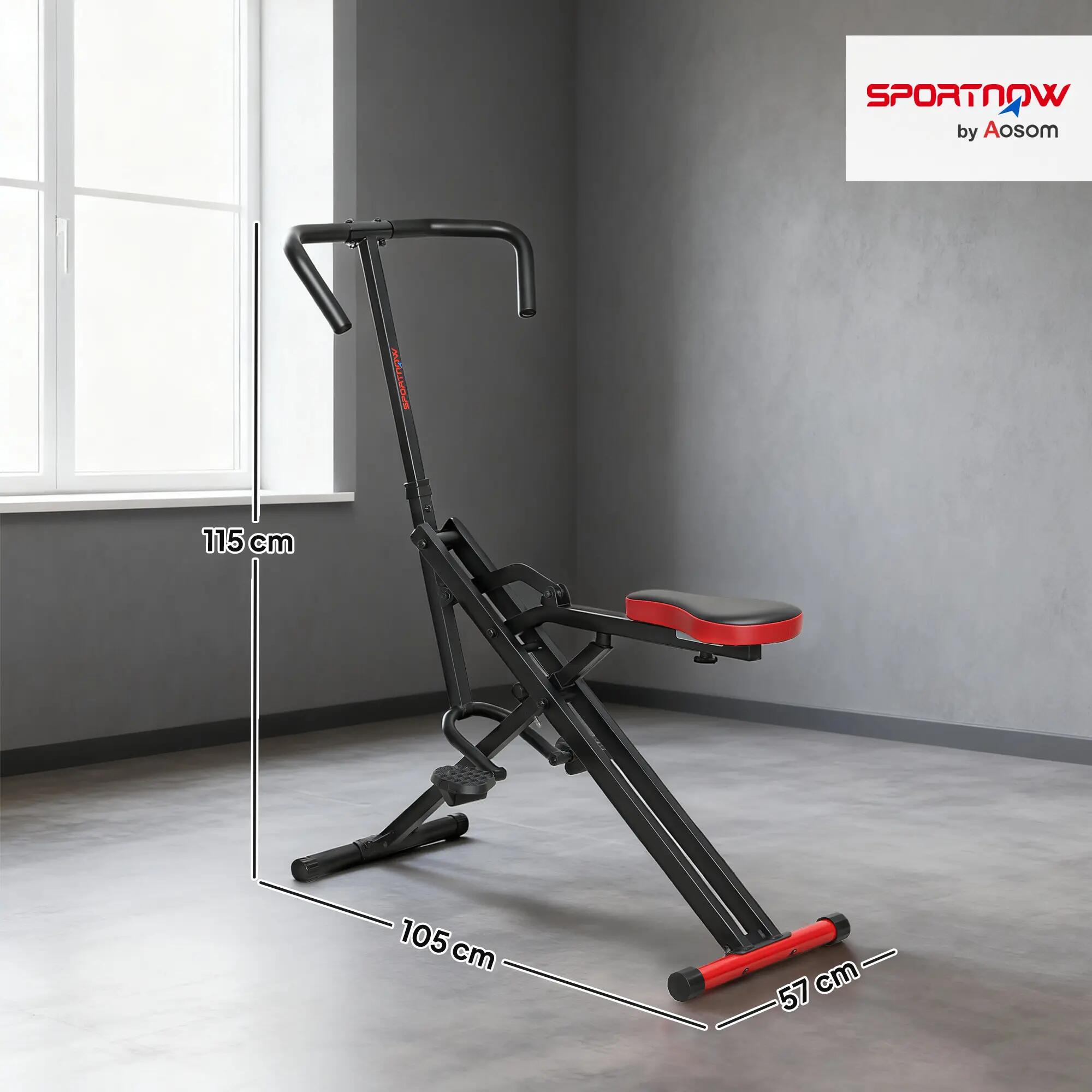 Machine à adominaux fitness pliable réglable rouge noir 3/5