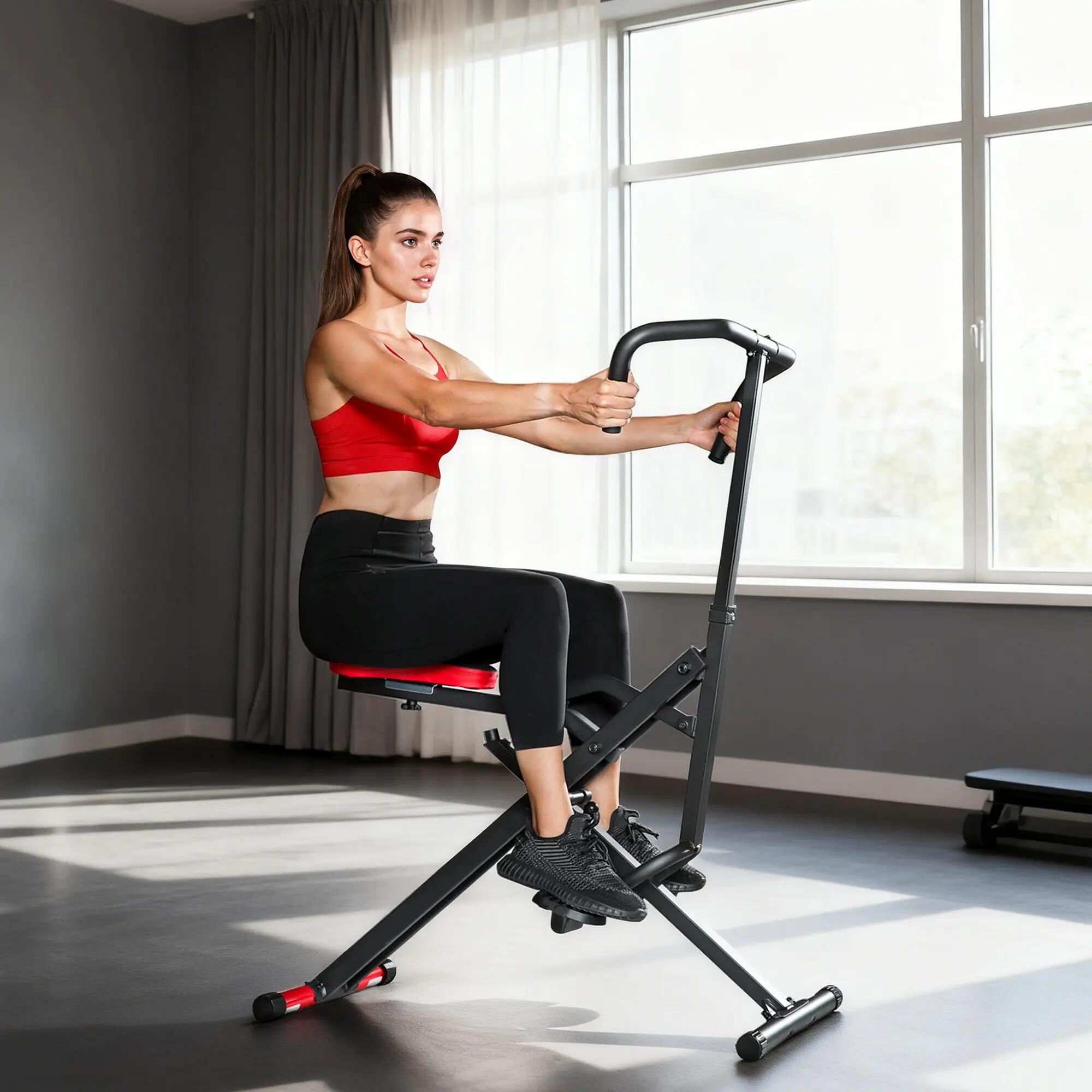Machine à adominaux fitness pliable réglable rouge noir 2/5