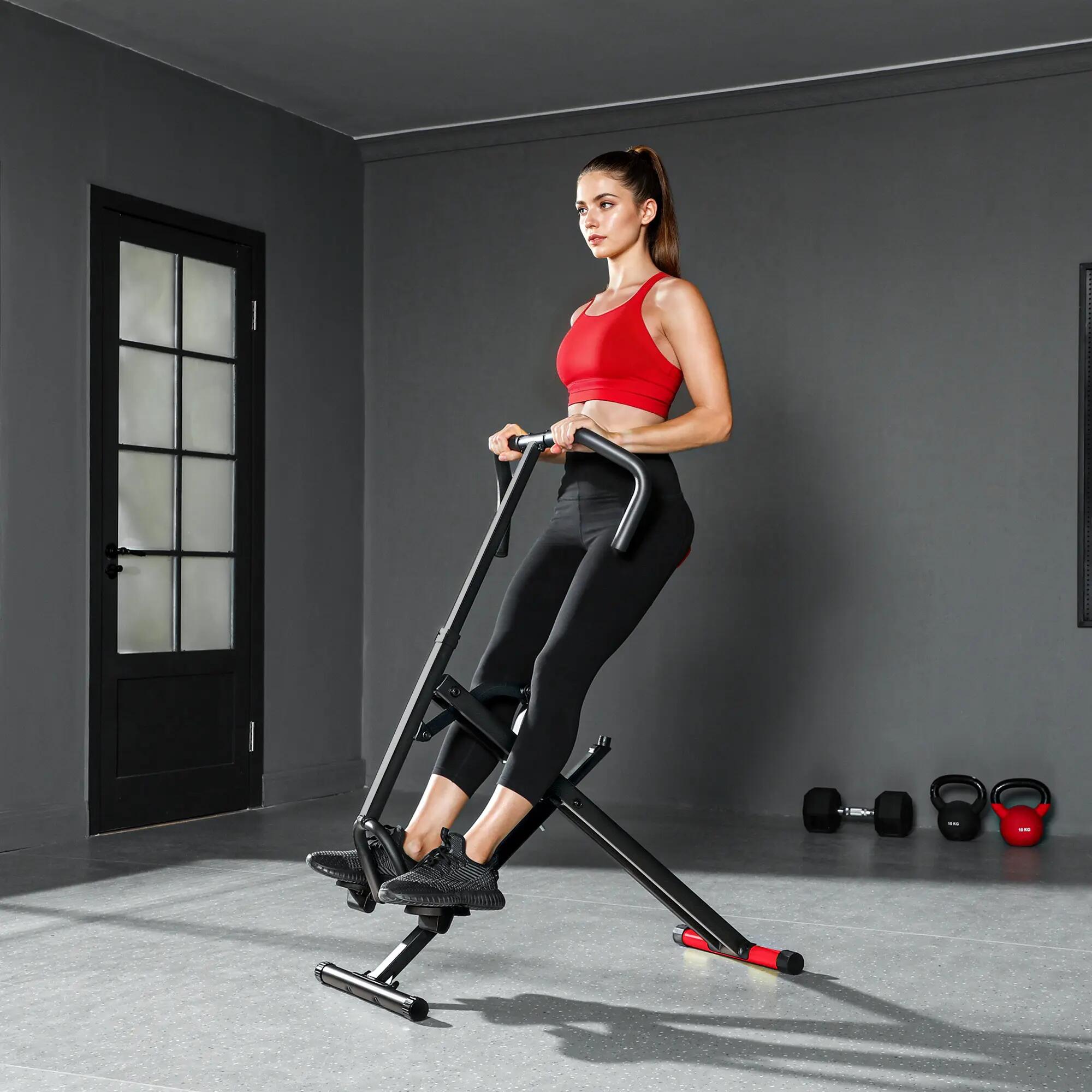 Machine à adominaux fitness pliable réglable rouge noir 4/5