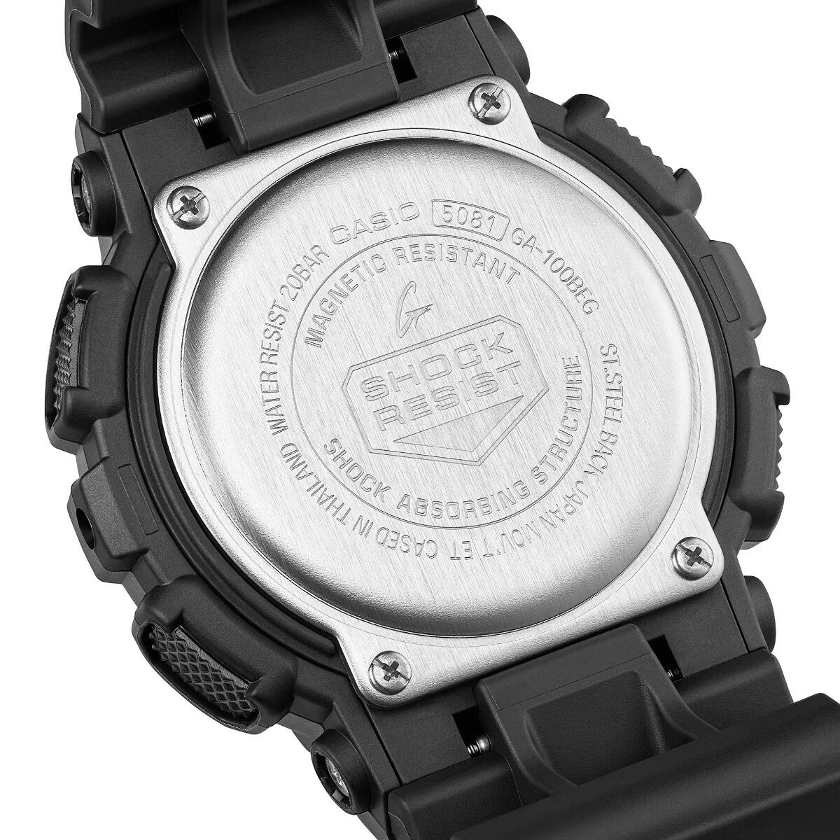 Casio Analoog En Digitaal  Horloge Zwart/Zwart GA-100BEG-1AER 4/6