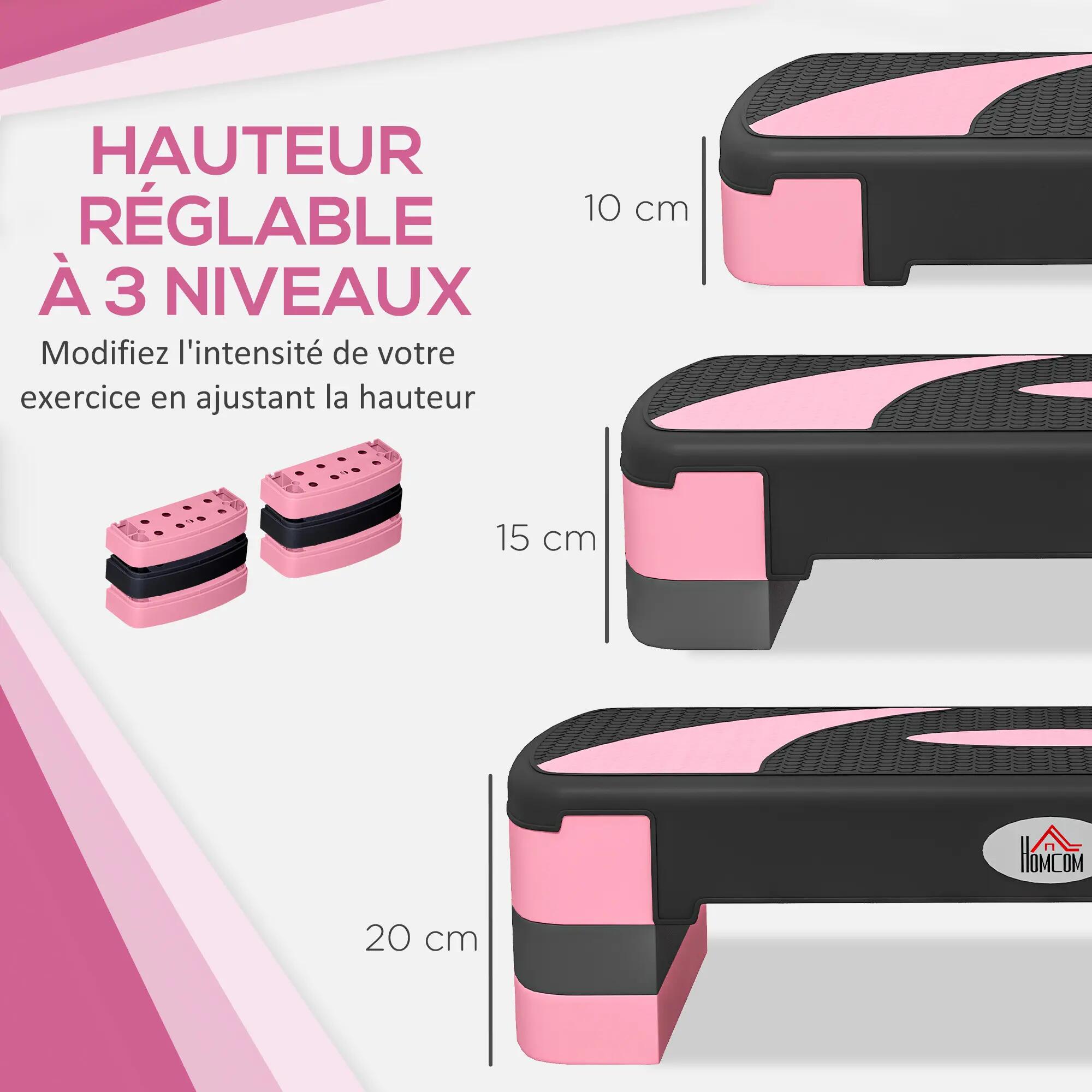 Step - fitness - hauteur réglable, antidérapant - noir/rose 6/6