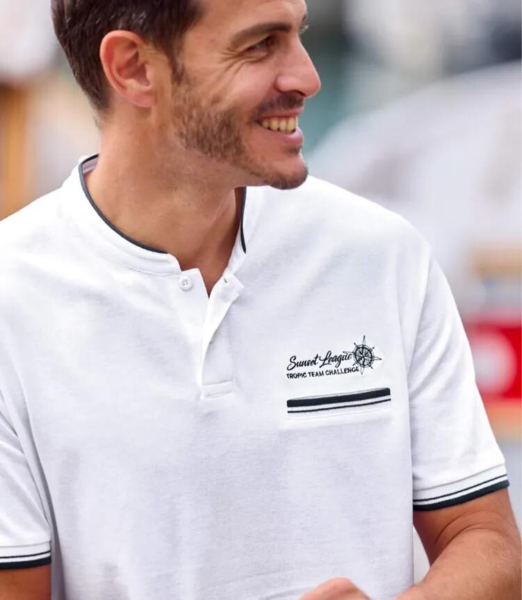 Polo Piqué Col Officier 3/4