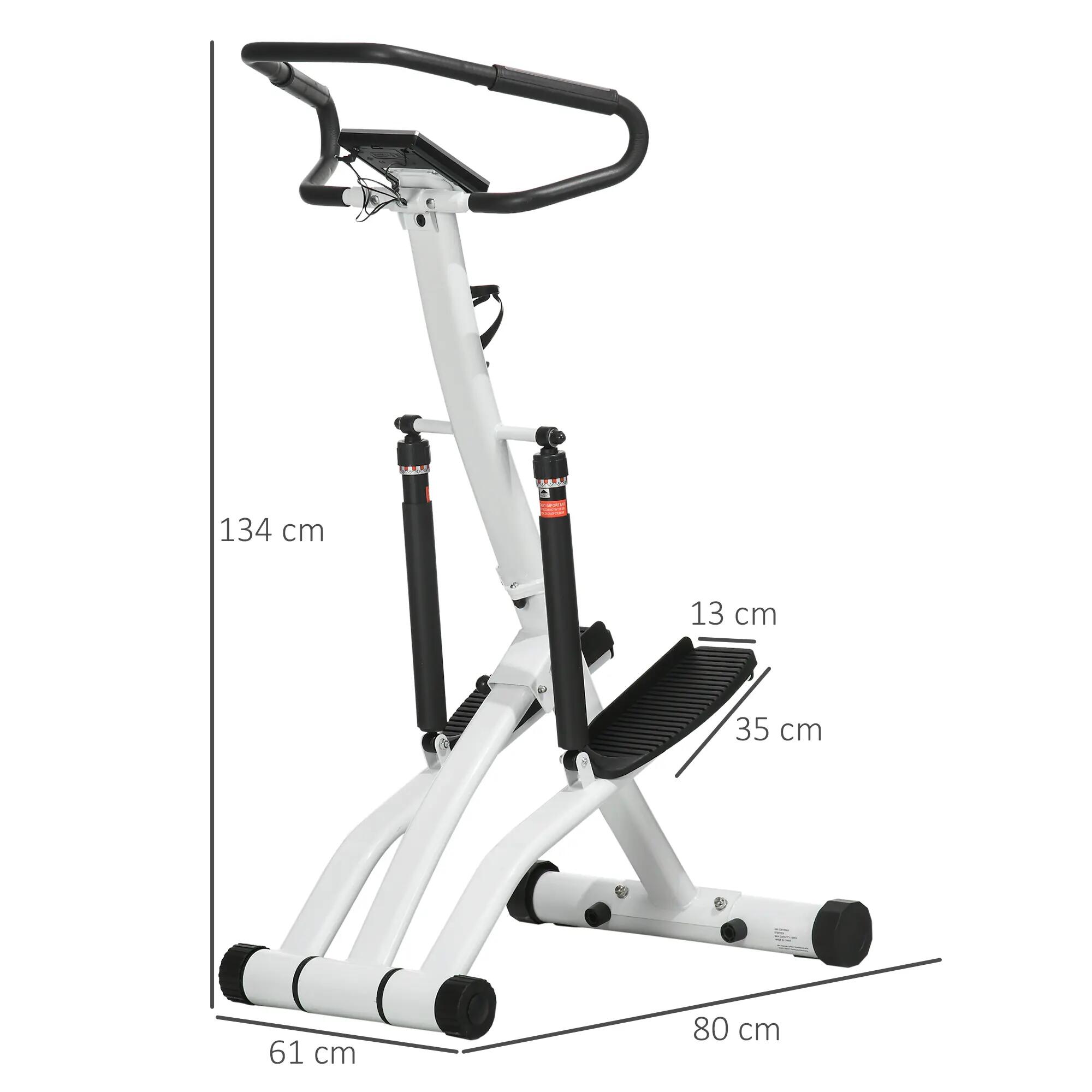 Stepper fitness pliable réglable avec guidon écran LCD blanc 3/5