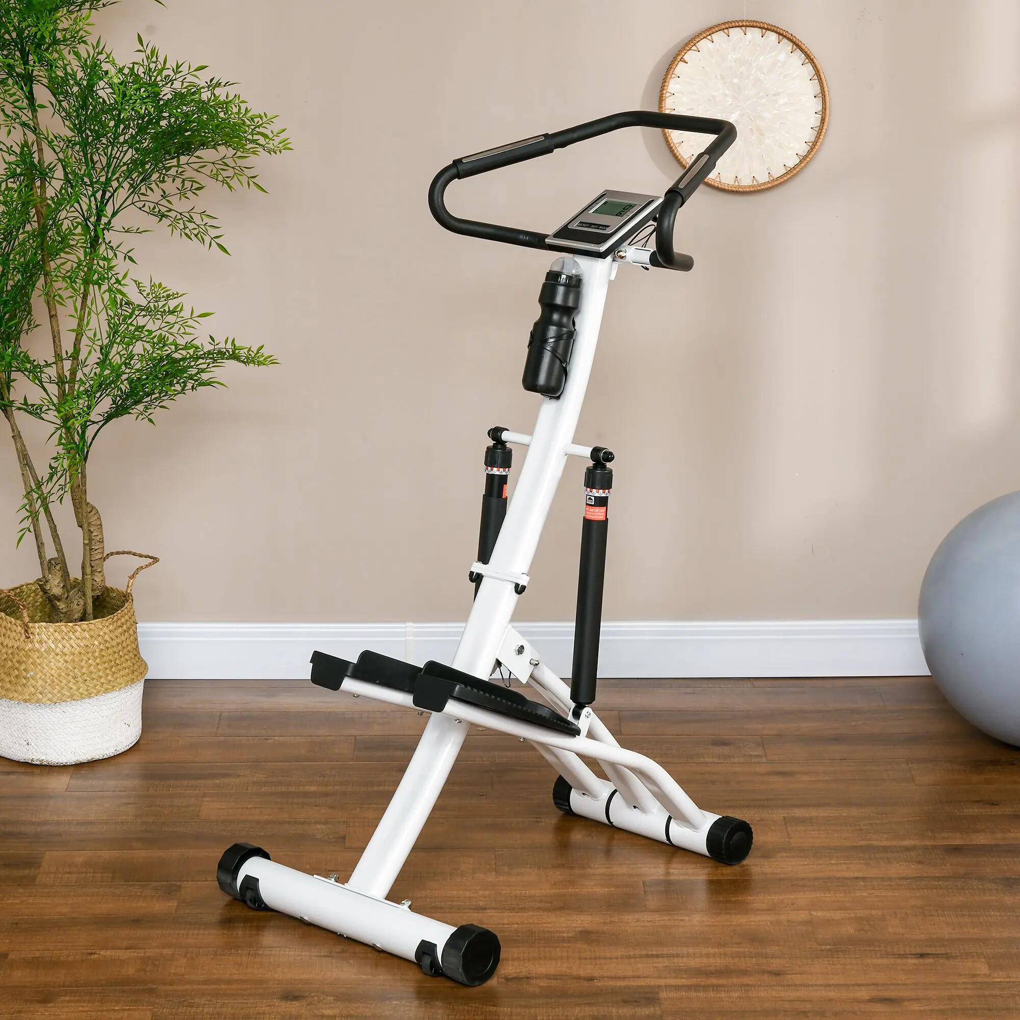 Stepper fitness pliable réglable avec guidon écran LCD blanc 2/5