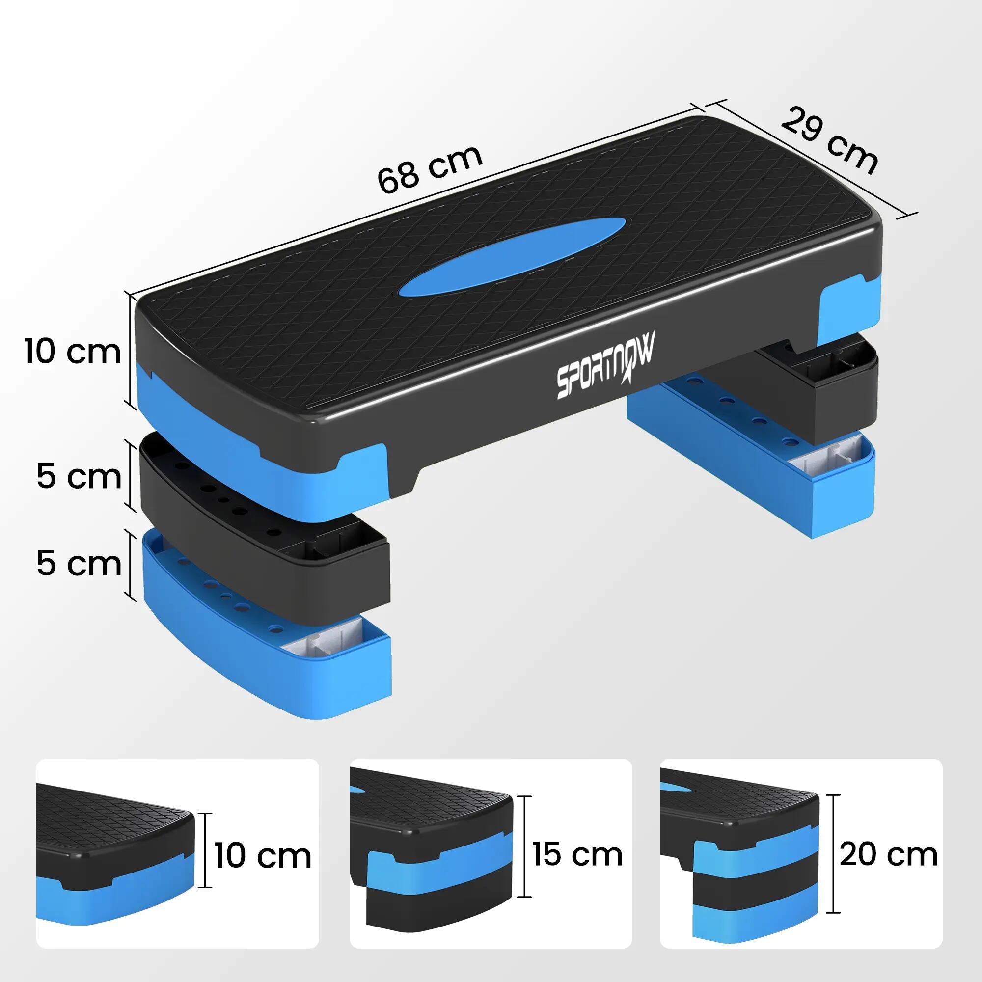 Stepper fitness aérobic réglable 10/15/20 cm 3/5