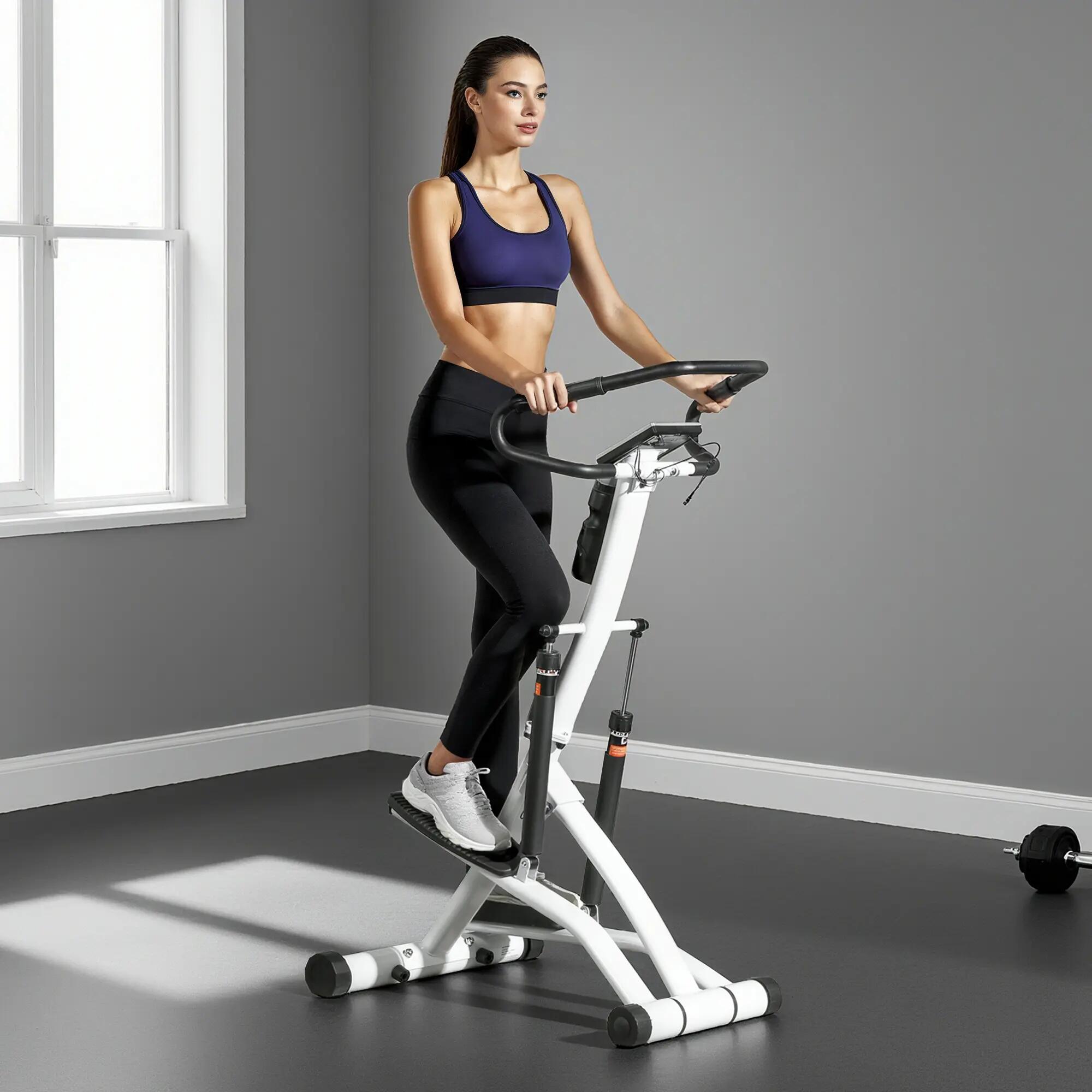 Stepper fitness pliable réglable avec guidon écran LCD blanc 4/5