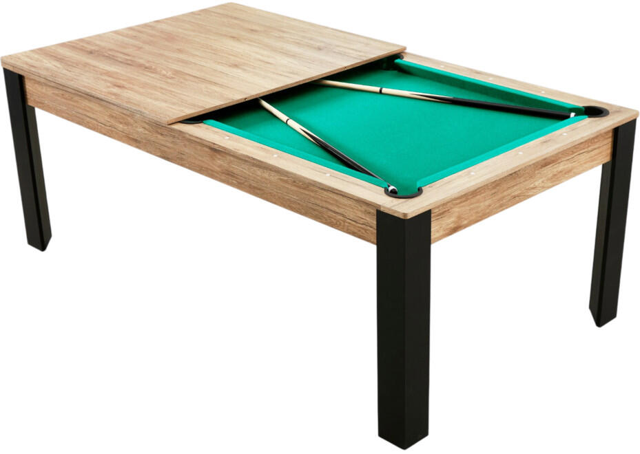 Table billard convertible Prego 7FT chêne fumé tapis vert anglais 2/7