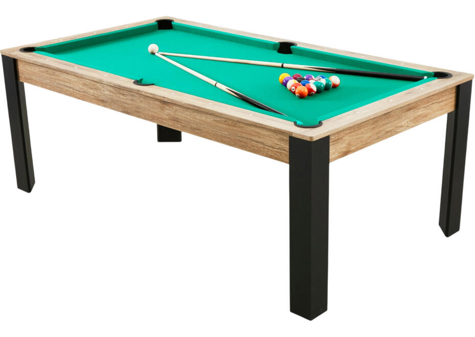 Table billard convertible Prego 7FT chêne fumé tapis vert anglais 5/7