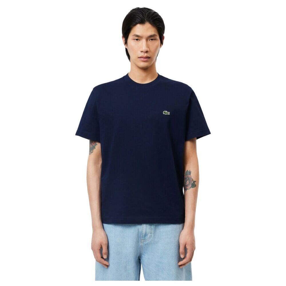 Camiseta Azul Marino Lacoste de Corte Clásico de Punto de Algodón 2/4