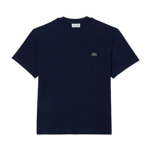 Camiseta Azul Marino Lacoste de Corte Clásico de Punto de Algodón 4/4
