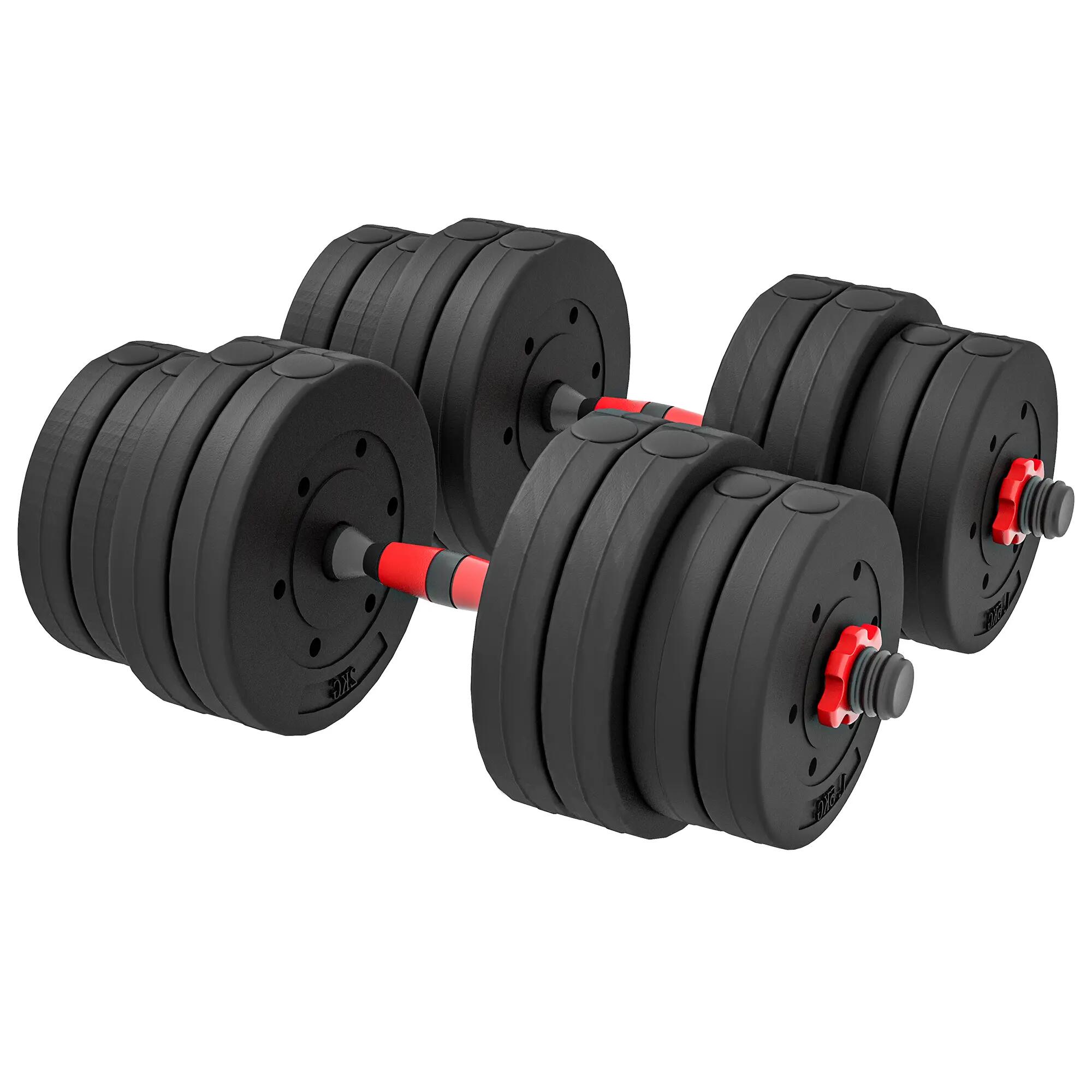 Ensemble d'haltères courtes total 30 Kg - barres incluses - noir rouge 5/5