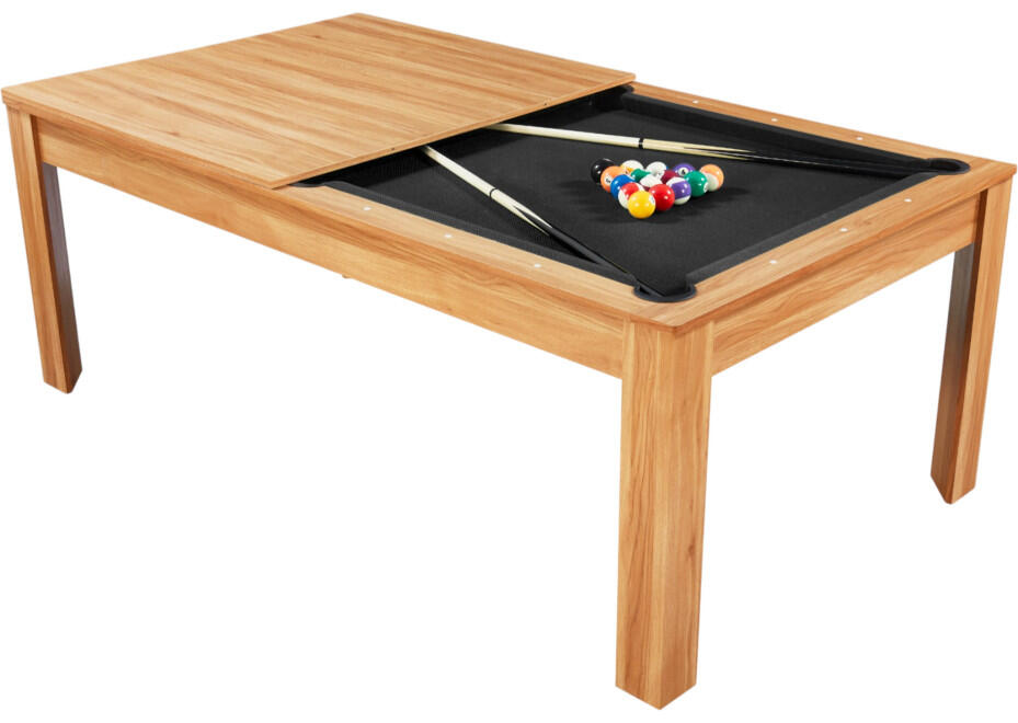 Table billard convertible 7FT Prego bois clair tapis noir feutré 2/7