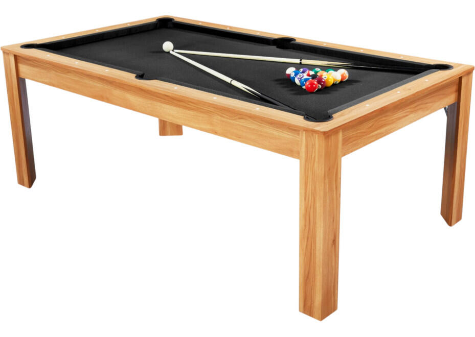 Table billard convertible 7FT Prego bois clair tapis noir feutré 4/7