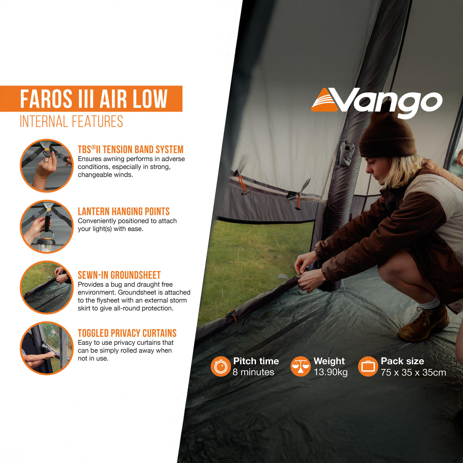 Auvent de bus tente arrière Faros III Air Low camping-car gonflable bas 4/7