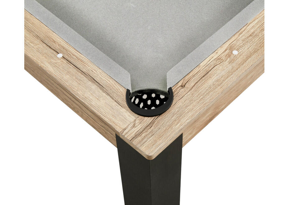 Table billard convertible Prego 7FT chêne fumé tapis gris souris 3/7
