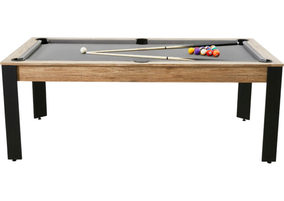 Table billard convertible Prego 7FT chêne fumé tapis gris souris 7/7