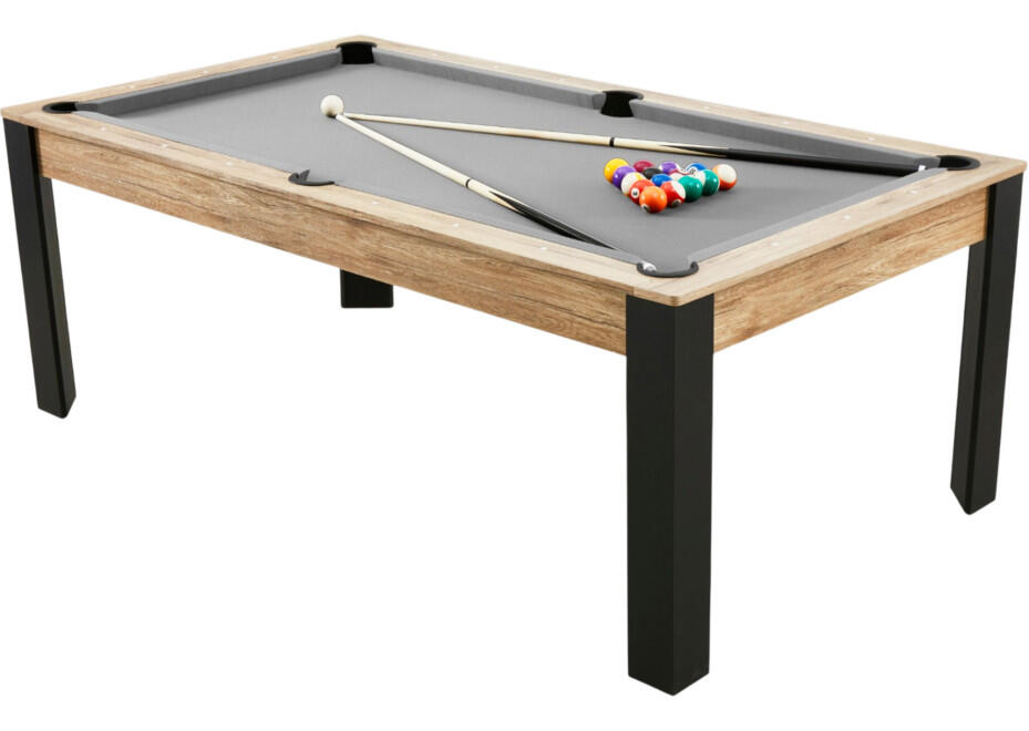 Table billard convertible Prego 7FT chêne fumé tapis gris souris 5/7
