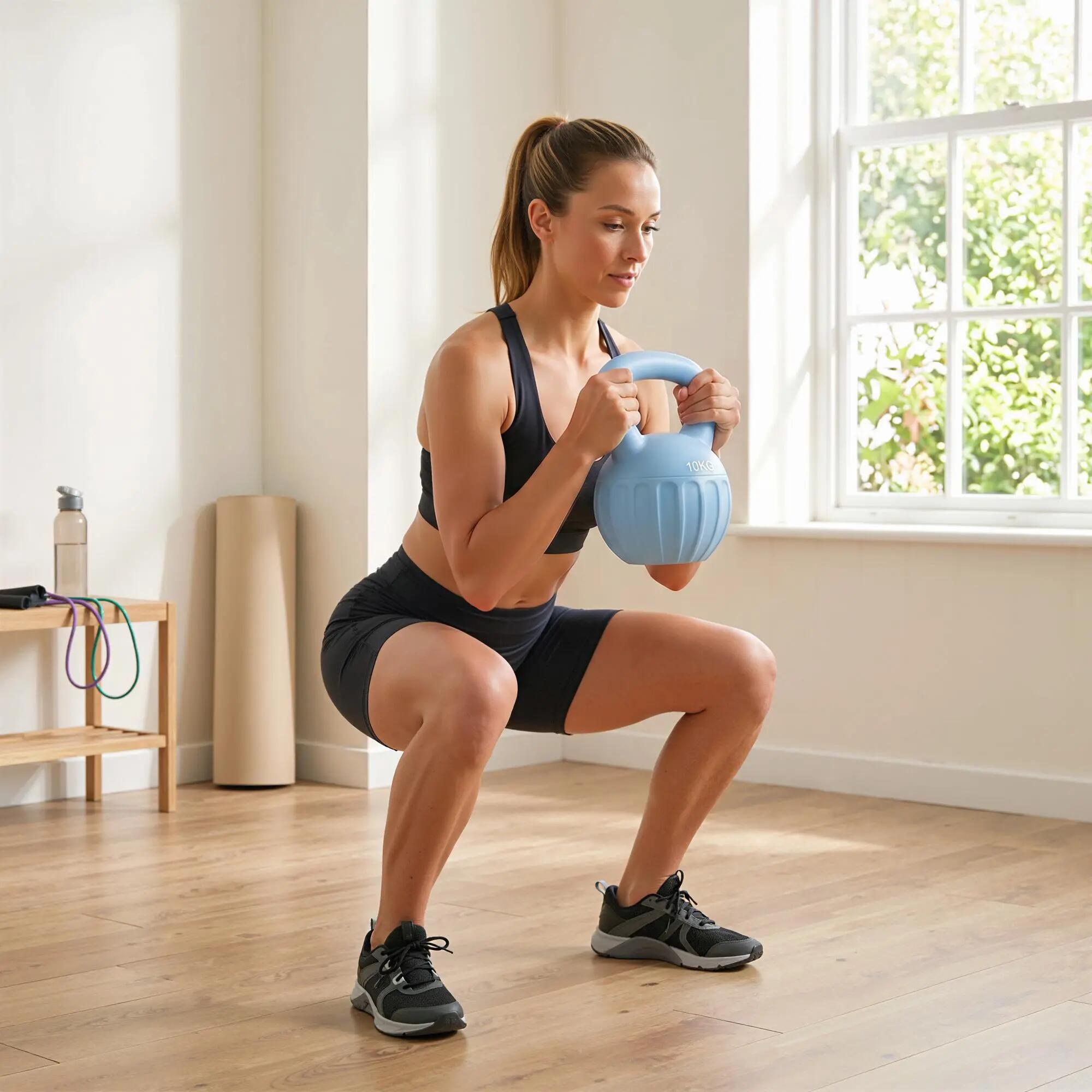 Kettlebell 10 Kg - prise ergonomique - PP bleu ciel 4/5