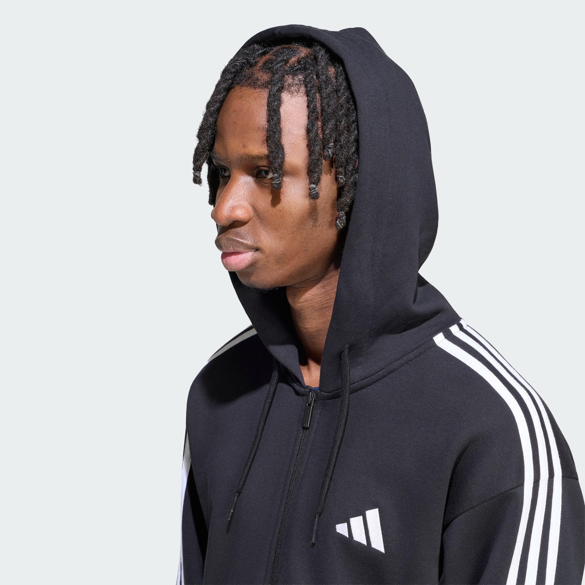 Sweat-shirt à capuche zip intégral French terry 3 bandes Essentials 5/5