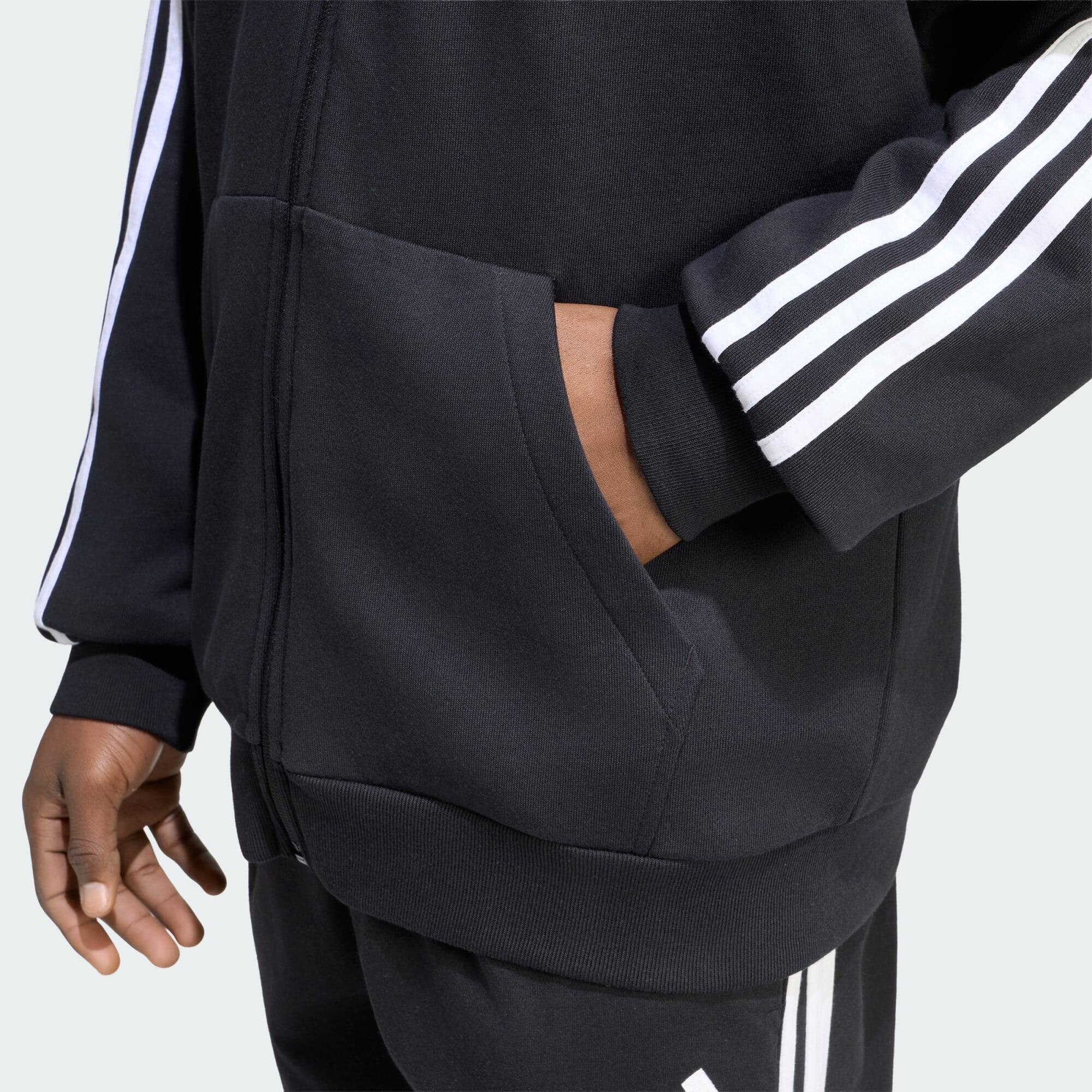 Sweat-shirt à capuche zip intégral French terry 3 bandes Essentials 4/5