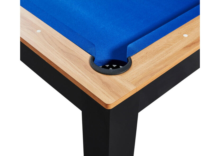 Table billard convertible Prego 7FT duo bois et noir tapis bleu royal 3/7