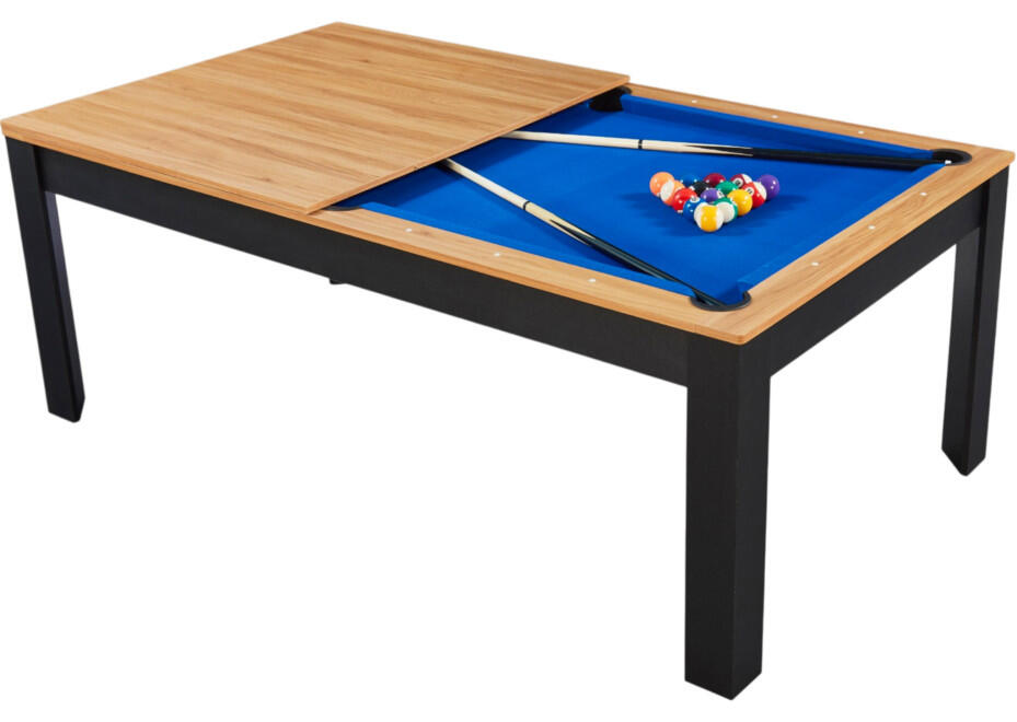 Table billard convertible Prego 7FT duo bois et noir tapis bleu royal 2/7