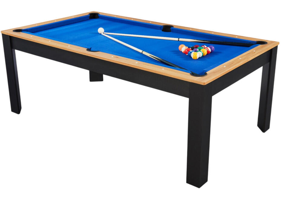 Table billard convertible Prego 7FT duo bois et noir tapis bleu royal 5/7