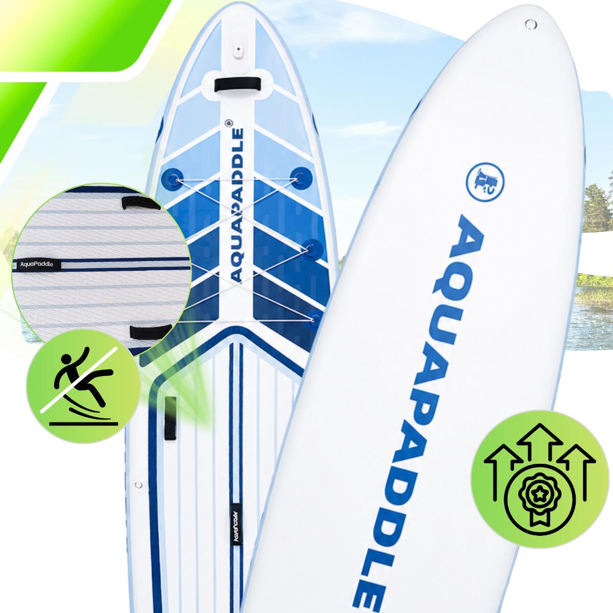 Deska SUP AquaPaddle 355x82x15 cm wiosło pompka zestaw plecak 200 kg