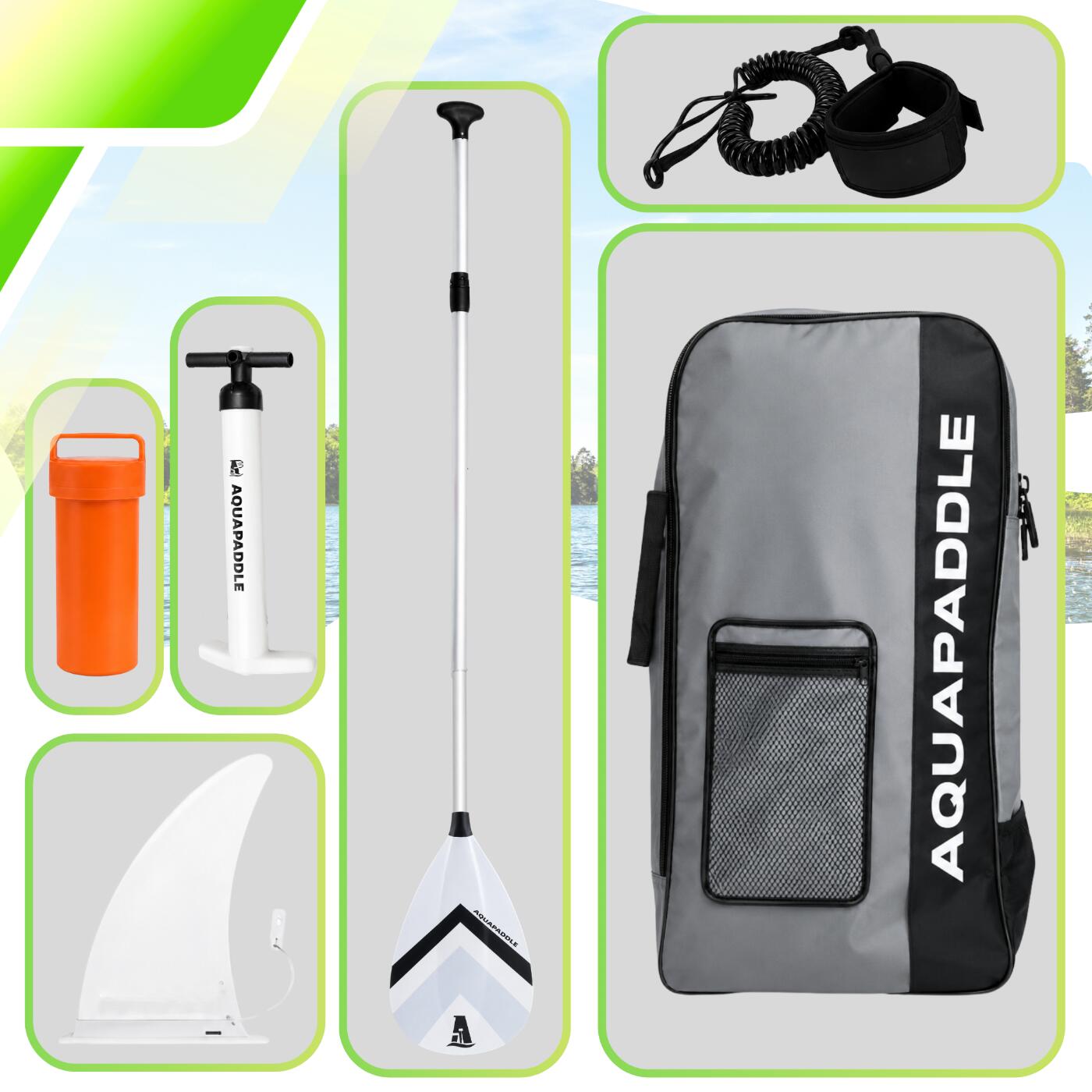 Deska SUP AquaPaddle 355x82x15 cm wiosło pompka zestaw plecak 200 kg 5/7
