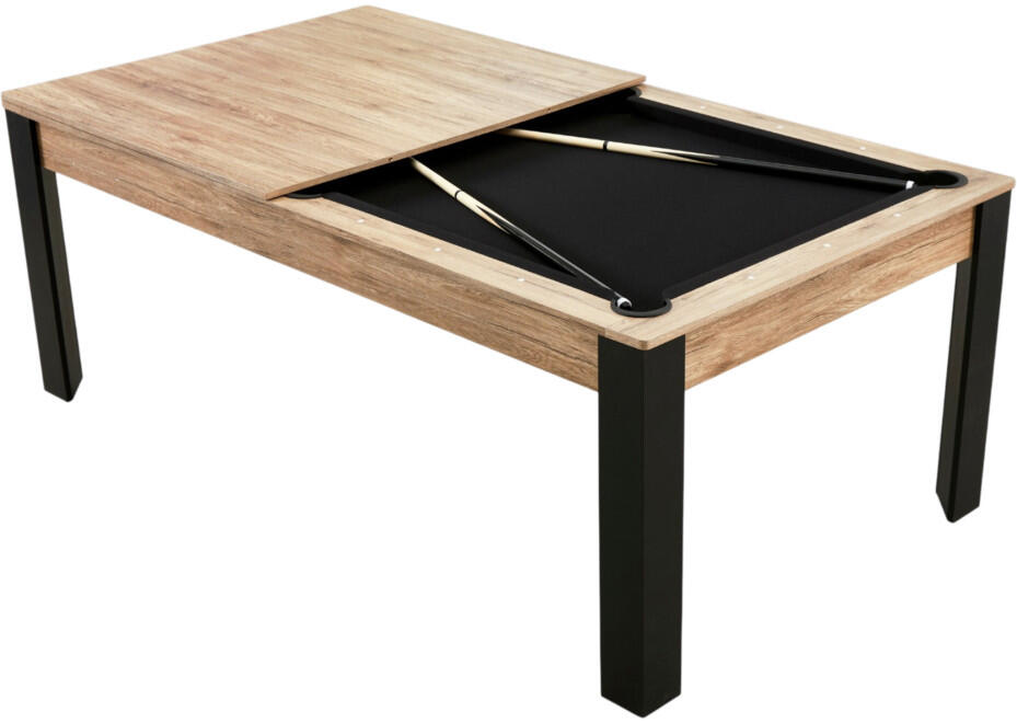 Tavolo da biliardo convertibile Prego 7FT rovere affumicato panno nero feltrato 2/7