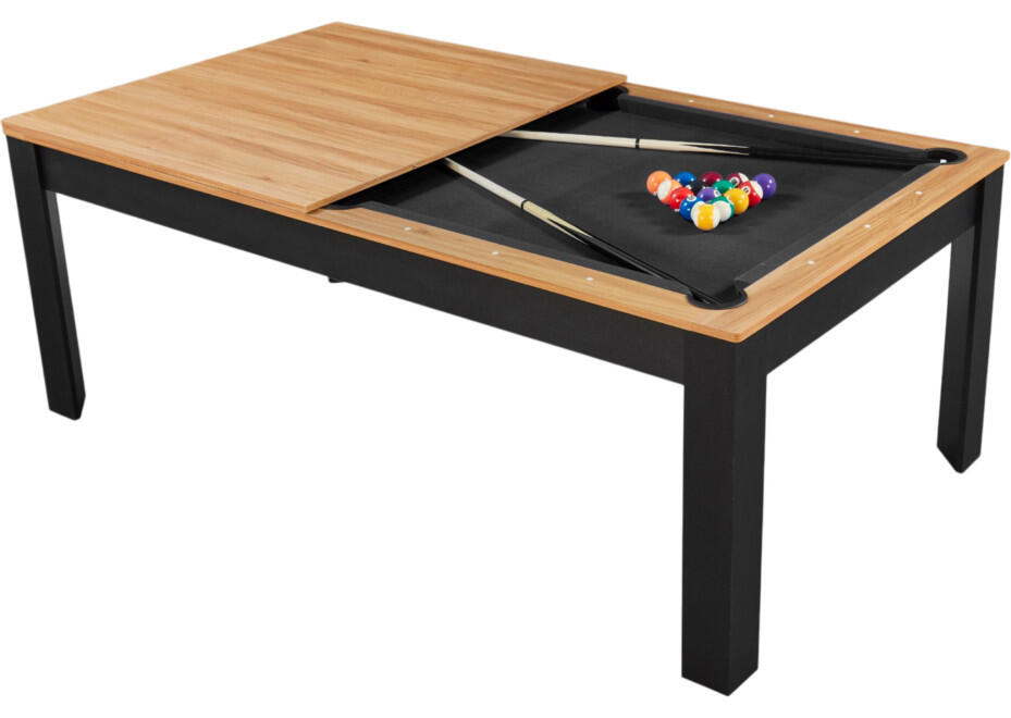 Table billard convertible Prego 7FT duo bois et noir tapis noir feutré 2/7