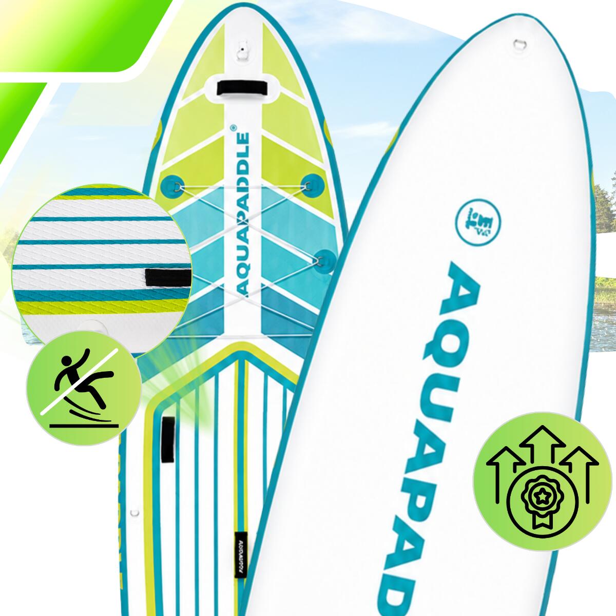 Deska SUP AquaPaddle 355x82x15 cm wiosło pompka zestaw plecak 200 kg