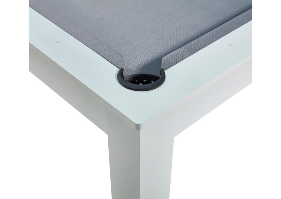 Table billard convertible 7FT Prego blanc éclatant tapis gris souris 3/7