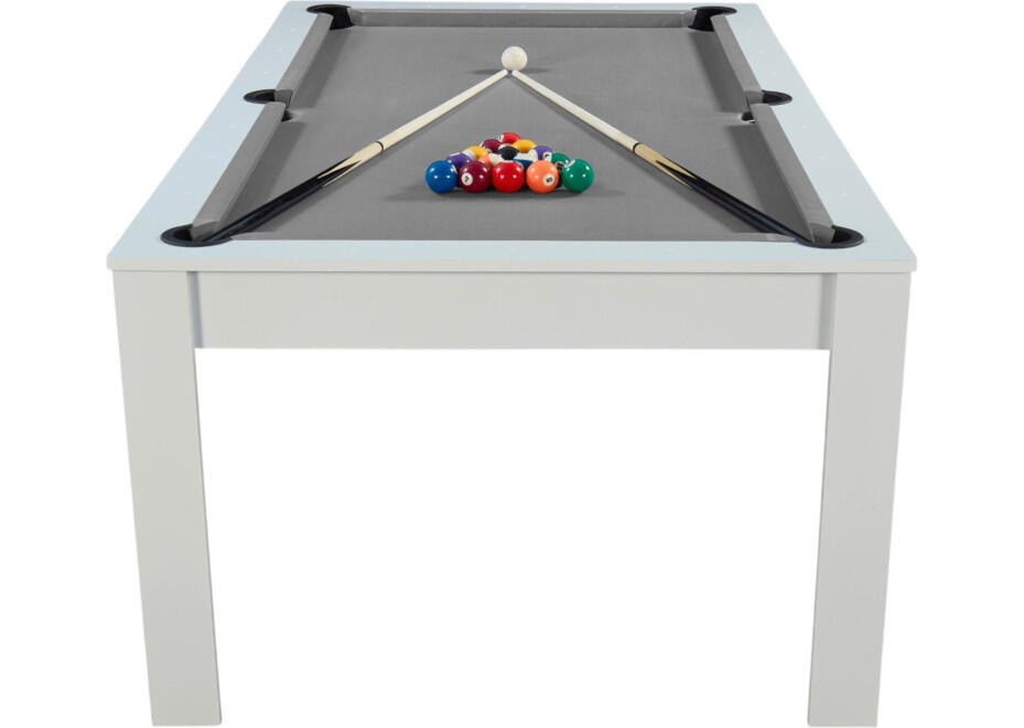 Table billard convertible 7FT Prego blanc éclatant tapis gris souris 7/7