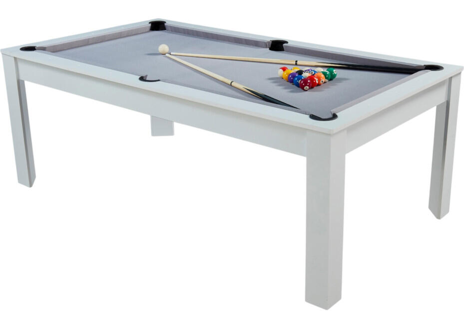 Table billard convertible 7FT Prego blanc éclatant tapis gris souris 4/7