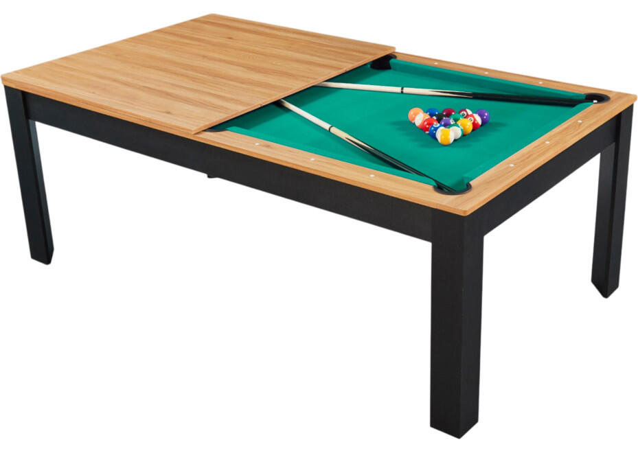 Table billard convertible Prego 7FT duo bois et noir tapis vert anglais 2/7