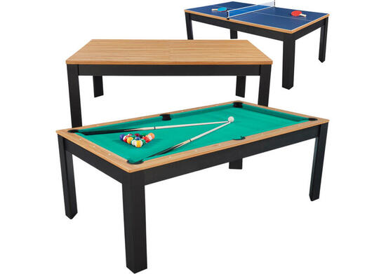 Table billard convertible Prego 7FT duo bois et noir tapis vert anglais