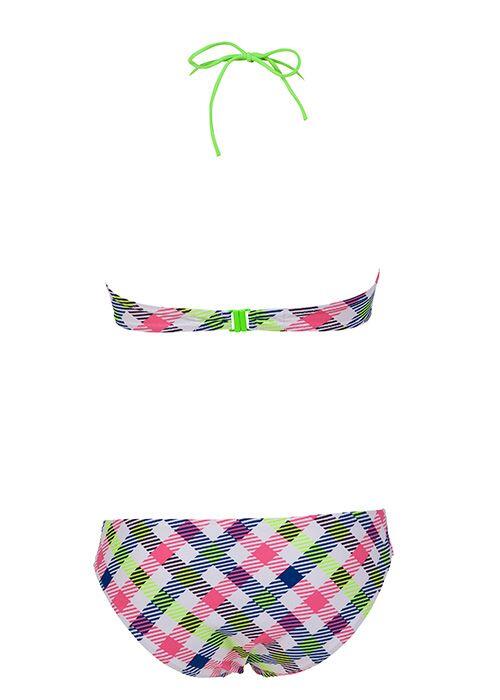 Arena Bandeau-Bikini Checks Weiß/Elektrogrün Größe UK 40 4/5